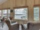 Charming sunroom with water views, wood paneling, comfortable seating and natural light at 6599 Meadowlark Dr, Nineveh, IN 46164