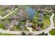 Aerial view of home showcasing property lines, pool, landscaping, and lake access at 7371 Windridge Way, Brownsburg, IN 46112
