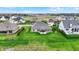 Aerial view featuring the home's backyard and outdoor living space with lush lawn at 749 Meadowbrook Ln, Franklin, IN 46131