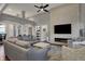 Comfortable living room with fireplace, TV, and plush seating, designed for relaxation and socializing at 749 Meadowbrook Ln, Franklin, IN 46131