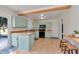 Charming kitchen featuring custom green cabinetry, butcher block countertops and stainless steel appliances at 7859 Jennifer Ln, Brownsburg, IN 46112