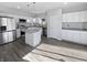 Modern kitchen with stainless steel appliances, white cabinetry, granite countertops, and an island, perfect for cooking at 8251 Garden Ridge Rd, Indianapolis, IN 46237