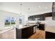 Modern kitchen with dark cabinets, stainless appliances, and a spacious island in a new construction home at 1117 Stubble Run, Danville, IN 46122