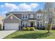 Charming two-story home with a well-maintained lawn and landscaping, showcasing curb appeal at 1575 Oakvista Dr, Greenwood, IN 46143