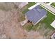 Aerial view showcasing the home's backyard, patio, and landscaping at 16193 Burnt Rock Ln, Fortville, IN 46040