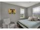 Cozy bedroom featuring carpeted floors, a comfortable chair and two windows letting in natural light at 1691 Beyers St, Fortville, IN 46040