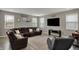 Open-concept living room with lots of windows, gray walls, and a comfortable sectional sofa at 1691 Beyers St, Fortville, IN 46040
