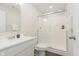 Modern bathroom with a glass-enclosed shower and vanity with ample counter space at 2538 Redding Dr, Whitestown, IN 46075