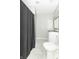 Bathroom with a toilet and walk-in shower with gray curtains at 2741 Mars Hill St, Indianapolis, IN 46241