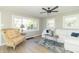 Bright living room with modern decor, featuring hardwood floors, a stylish sofa, and large windows at 2741 Mars Hill St, Indianapolis, IN 46241