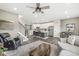 Open floor plan connects the kitchen, living room, and dining area, ideal for modern living and entertaining at 3527 Brampton Ln, Westfield, IN 46074