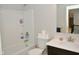 Clean bathroom featuring a tub, shower, and modern fixtures at 4415 Voyageur Way, Carmel, IN 46074