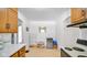 Functional kitchen area with cabinets and countertops, offering potential for customization and upgrades at 5196 N London Rd, Fairland, IN 46126
