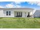 Exterior view of a home featuring a covered patio and a well-manicured lawn at 7210 Covington St, Lebanon, IN 46052