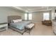 Spacious main bedroom featuring a tray ceiling, carpeted floors, a large bed, and ample natural light at 8160 Shaldon Ct, Zionsville, IN 46077