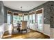 Bright breakfast nook featuring floral wallpaper, a chandelier, and a bay window at 9435 Tamarack Dr # 94, Indianapolis, IN 46260