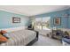 A well-lit bedroom with a neutral color scheme, and a bright window view at 13351 Grosbeak Ct, Carmel, IN 46033
