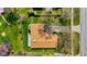 Birds eye view of home, showcasing the roof, backyard, deck, and surrounding green space and mature trees at 2753 N High School Rd, Indianapolis, IN 46224
