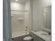 Bathroom with shower-tub combo, toilet, and vanity with quartz countertop at 3949 Donaldson Creek Ct, Clayton, IN 46118