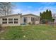 Charming backyard with lush lawn, small patio, and mature trees creating a private outdoor space at 49 Fountain Lake Dr, Greenfield, IN 46140