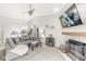 Bright living room with vaulted ceilings, fireplace and open concept floorplan at 7715 High View Cir, Indianapolis, IN 46236