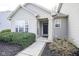 Close-up of a front door with a welcoming entrance and meticulous landscaping at 10047 Perlita Pl, Fishers, IN 46038