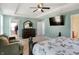 Bright bedroom featuring a walk in closet, a dresser, and a wall-mounted television at 10465 Long Branch Dr, Brownsburg, IN 46112