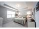 Bright bedroom with a tray ceiling, neutral color palette, and comfortable king bed at 1534 Cloverdon Dr, Westfield, IN 46074