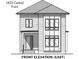Architectural elevation showing the front of the new construction home at 1822 Central Ave, Indianapolis, IN 46202
