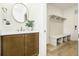 View of stylish mudroom and half bathroom showcases a modern design at 1822 Central Ave, Indianapolis, IN 46202