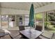 Sunroom with seating around a table and umbrella at 2330 Harlan St, Indianapolis, IN 46203