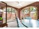 Cozy brick patio with brick archways, a table, and chairs at 5157 N New Jersey St, Indianapolis, IN 46205