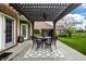 Covered backyard patio with dining table that opens to a large green yard at 6049 Royal Gate Pl, Indianapolis, IN 46237