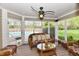 Inviting sunroom with comfortable seating and a view of the sparkling pool outside at 611 Mill Farm Rd, Noblesville, IN 46062