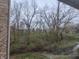 View of trees, creek, and lush greenery from a window with blinds at 6525 Emerald Hill Ct # 208, Indianapolis, IN 46237