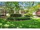 Spacious backyard with lush lawn, mature trees and shrubs, and large stone patio at 8089 Lynch Ln, Indianapolis, IN 46250