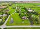 An aerial view displays a sprawling estate with mature trees, pond, and well-manicured lawn at 8362 N County Road 650 E, Brownsburg, IN 46112