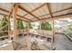 Relaxing gazebo features seating, a table, and views of the surrounding landscape at 9056 E 650 N, Wilkinson, IN 46186