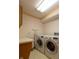 Bright laundry room features LG washer and dryer, folding table, and an ironing board at 11203 Westminster Way, Carmel, IN 46033