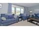 Bright living room with blue sofas, gray walls, and ample natural light at 1229 Dallas Dr, Plainfield, IN 46168