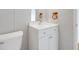 Bathroom featuring a single vanity with a mirror and wood accents at 1528 E 300 N, Lebanon, IN 46052