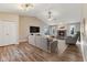 Spacious living room with vaulted ceilings, fireplace, and hardwood floors at 2511 Countryside Westview Dr, Shelbyville, IN 46176