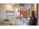 Comfortable living room features built-in shelving and an abundance of natural light at 300 E Monroe St, Franklin, IN 46131