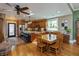 Spacious kitchen with an island, stainless appliances, and adjacent dining area at 350 W Pearl St, Greenwood, IN 46142