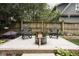 Serene backyard patio features a cozy fire pit surrounded by two rocking chairs and a privacy fence at 40 N Ritter Ave, Indianapolis, IN 46219