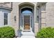 Charming home entry with a dark wooden door, side windows, and stylish fixtures at 476 Sapphire Dr, Carmel, IN 46032