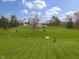 Aerial view showcasing home and grounds with trees, creek, bridge, and open lawn at 5455 S 800 E, Zionsville, IN 46077