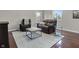 Cozy living room featuring hardwood floors, seating, and a decorative rug providing comfortable style at 5455 S 800 E, Zionsville, IN 46077