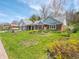 Charming single-story brick home with beautiful landscaping and well-maintained front lawn, providing inviting curb appeal at 575 Crestpoint Ln, Plainfield, IN 46168