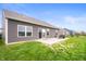This backyard features a concrete patio, fire pit and well-manicured lawn at 6323 Emerald Field Way, Indianapolis, IN 46221